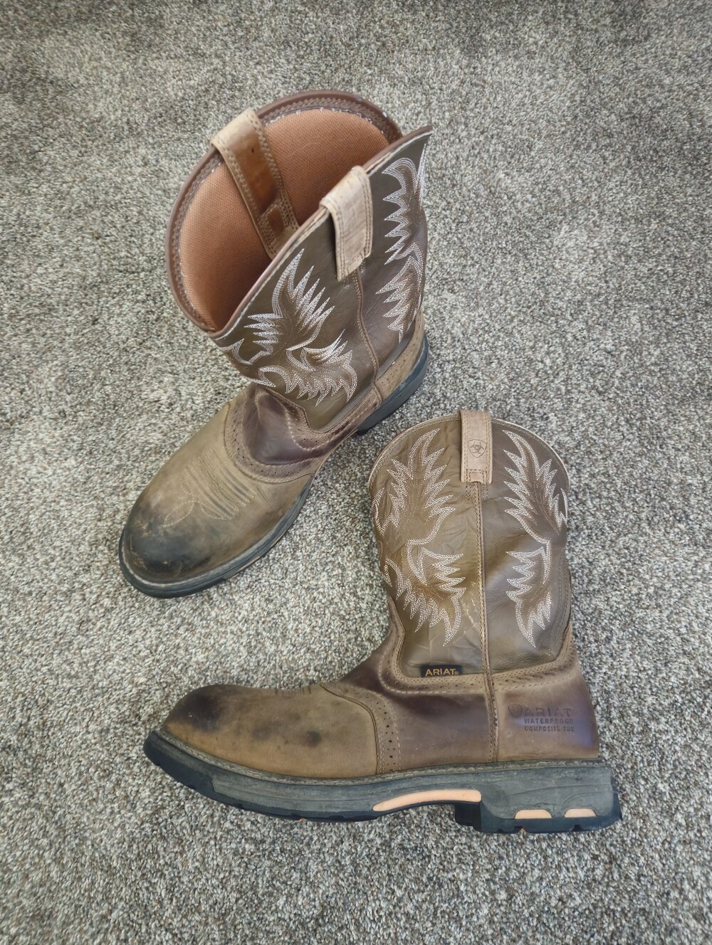 Ariat Composite Steel Toe Waterproof Tan Work Boots Size 13D